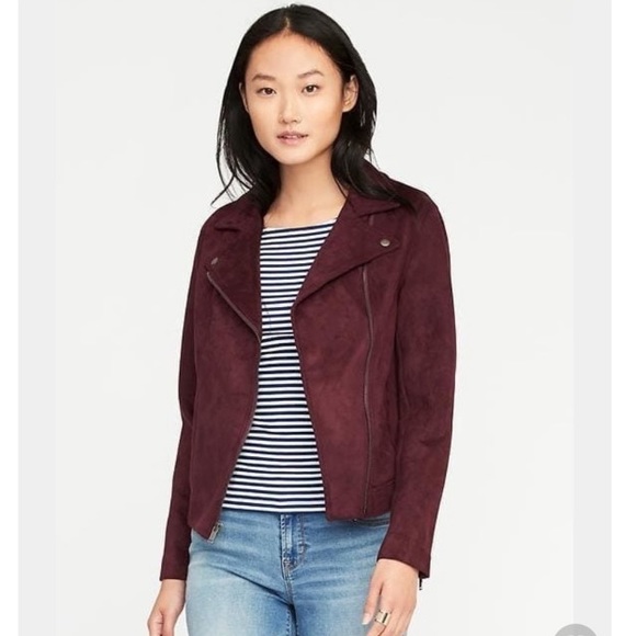 Old Navy Faux Suede Zip Up Moto Jacket size Small - Picture 11 of 11
